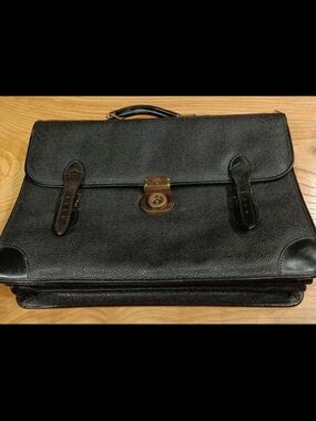 Mulberry Black Textured Leather Briefcase with Brass Lock